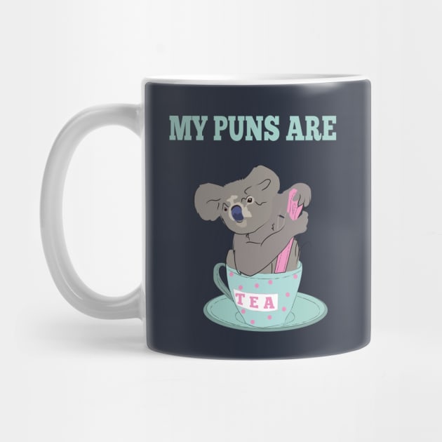 My Puns Are Koala Tea Funny Humor Sayings Gift by klimentina